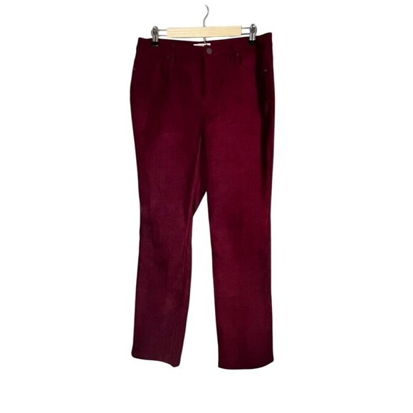 Coldwater Creek Suede Pant 12 Red Wide Leg Festive Classic Chic Preppy Holiday - Picture 1 of 11
